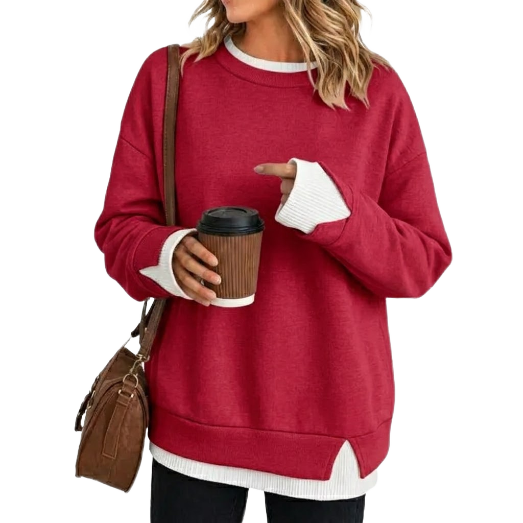 Women's Fake Two Piece Layered Sweatshirt