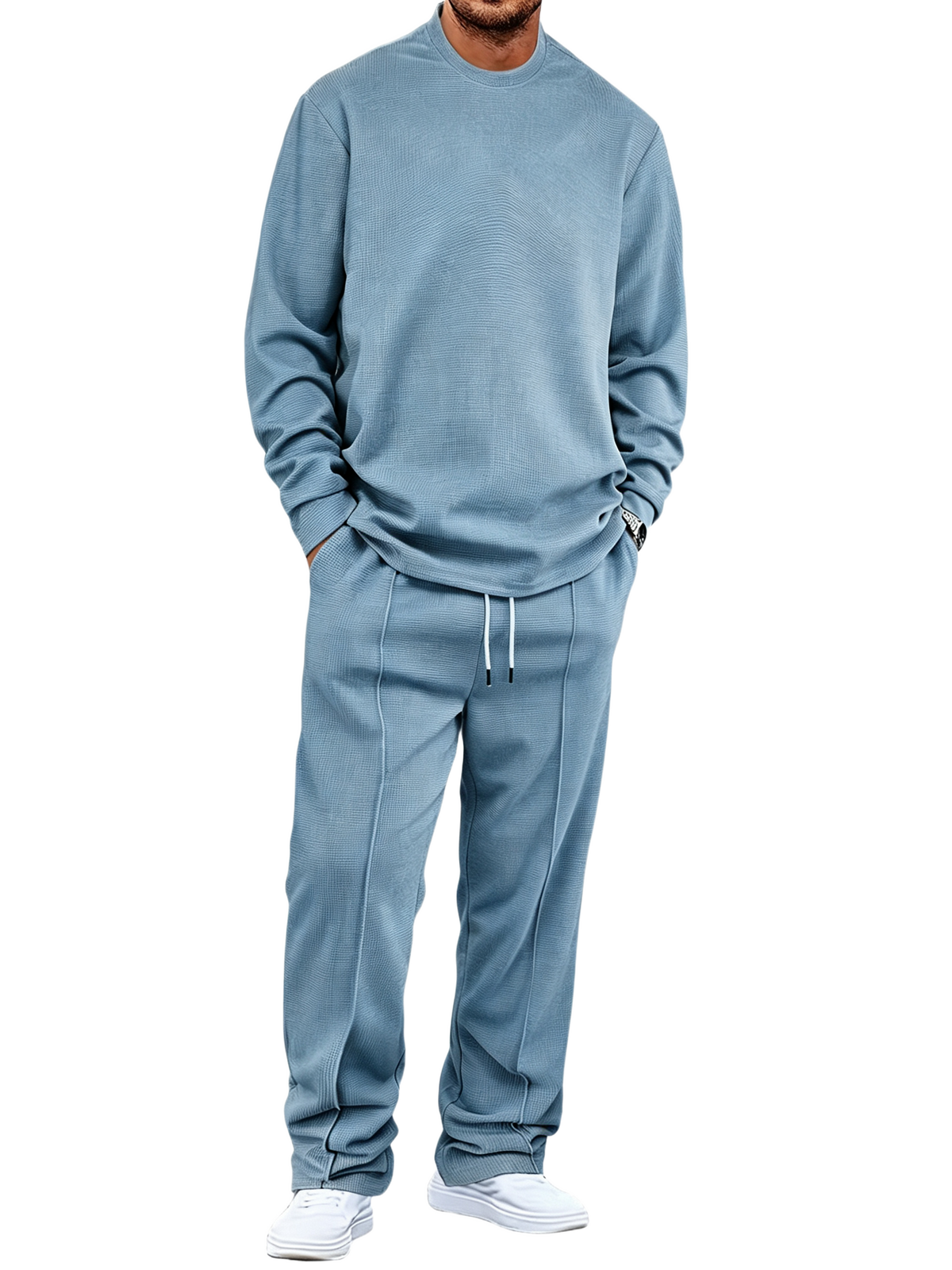 🔥Men'S Solid Color Waffle Casual 2pcs Set