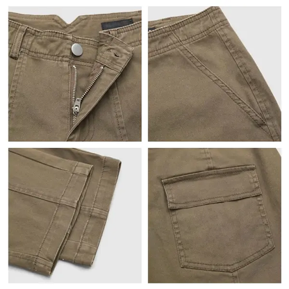 💝Last Day Promotion⚡- Solid Mid-Rise Baby Barrel Pants, High Stretch, Deep Pockets-6