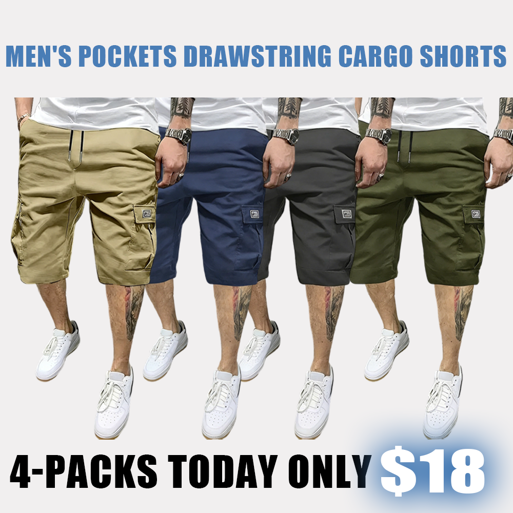 Men's Pockets Drawstring Cargo Shorts