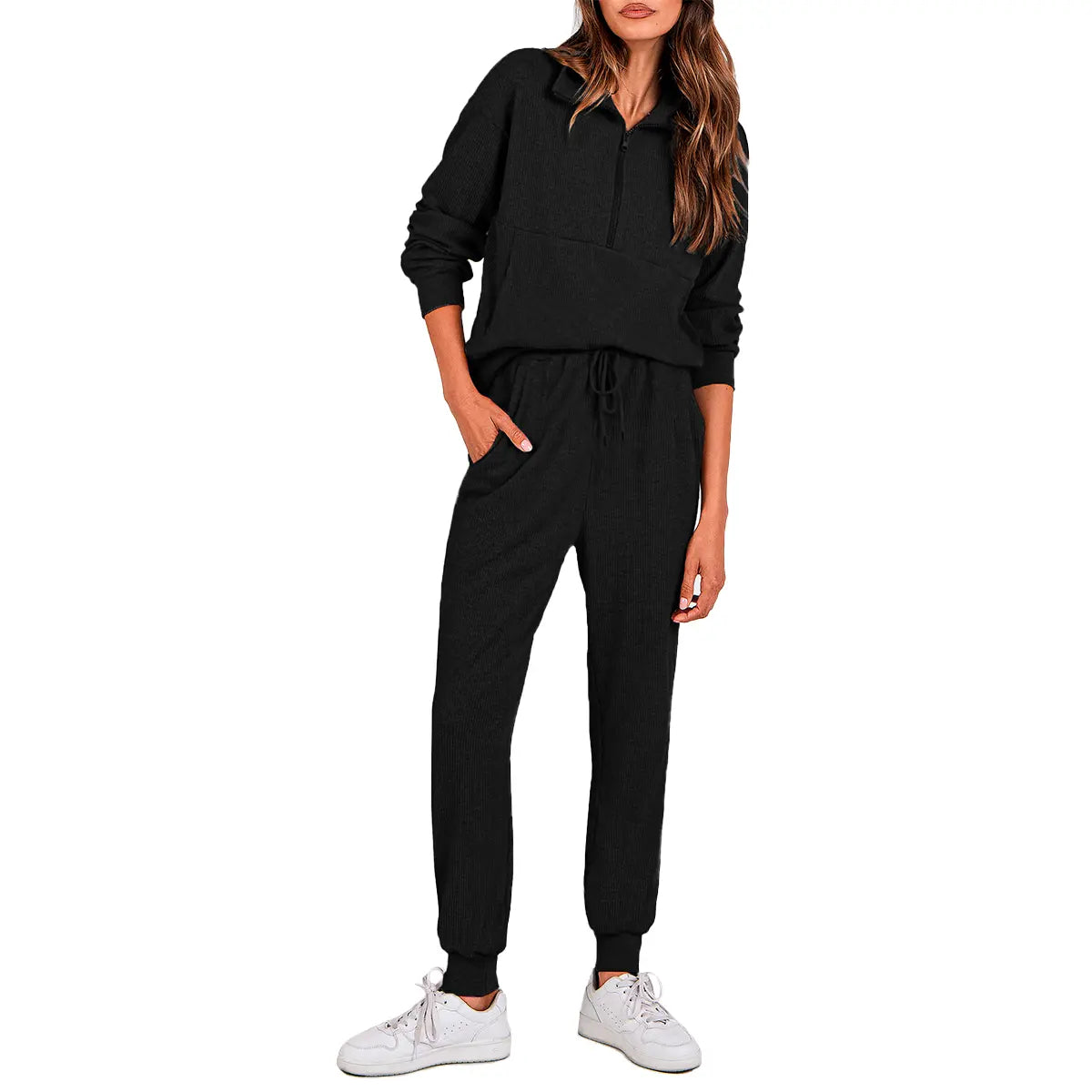 Women's 2-Piece Half-Zip Sweatshirt & Jogger Set – Soft, Relaxed Fit