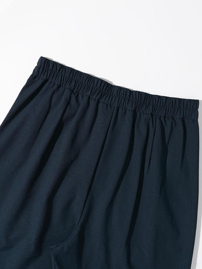 Women's Casual Solid Color Elastic Waist Button-Fly Pants