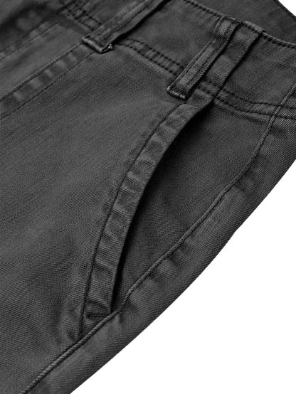 Double Button Mid Waist Straight Leg Pants