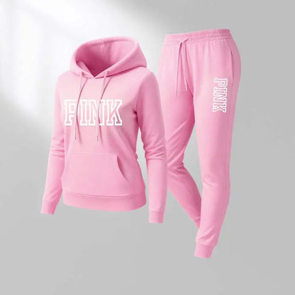 Women's Printed Hooded Sweatshirt And Drawstring Sweatpants Set