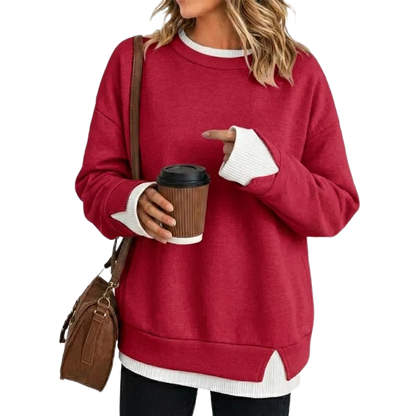 Women's Fake Two Piece Layered Sweatshirt