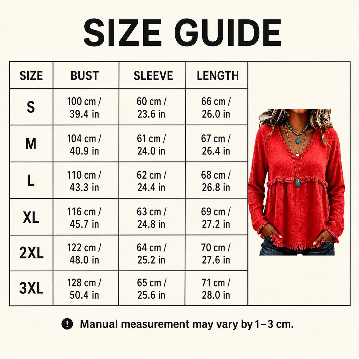 Women’s Boho V Neck Long Sleeve Fringe Top Plus Size