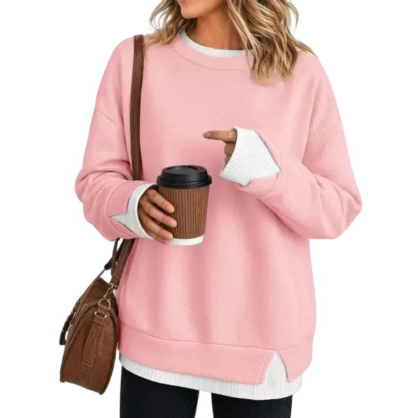 Women's Fake Two Piece Layered Sweatshirt