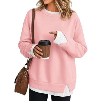 Women's Fake Two Piece Layered Sweatshirt