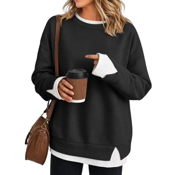 Women's Fake Two Piece Layered Sweatshirt