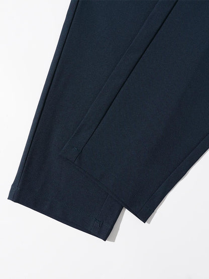 Women's Casual Solid Color Elastic Waist Button-Fly Pants