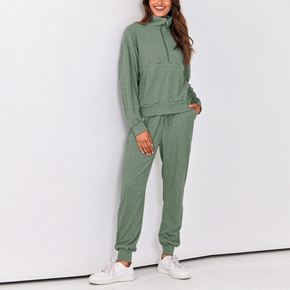 Women's 2-Piece Half-Zip Sweatshirt & Jogger Set – Soft, Relaxed Fit