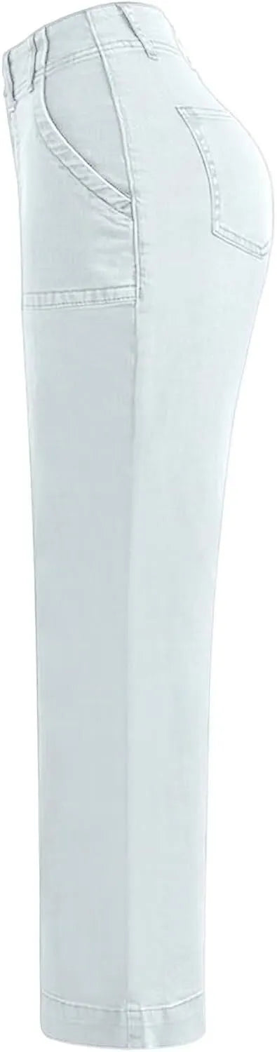 Double Button Mid Waist Straight Leg Pants