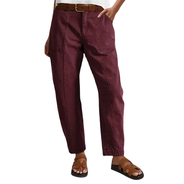 💝Last Day Promotion⚡- Solid Mid-Rise Baby Barrel Pants, High Stretch, Deep Pockets-6
