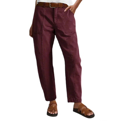 💝Last Day Promotion⚡- Solid Mid-Rise Baby Barrel Pants, High Stretch, Deep Pockets-6