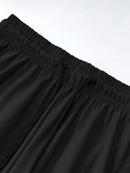 Women's Capris Pants - Loose Fit, Summer Drawstring Waist, Zippered Pockets, Breathable High-Stretch Fabric, Suitable for Everyday Wear