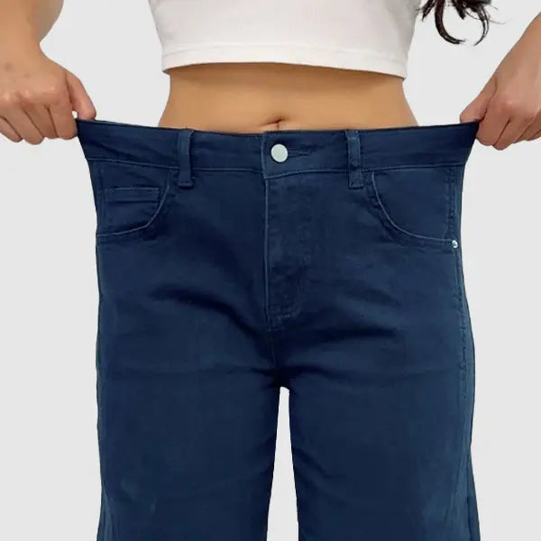 💝Last Day Promotion⚡- Solid Stitch Detail Mid Waist Crop Baby Barrel Pants