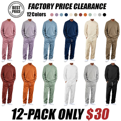 🔥Men'S Solid Color Waffle Casual 2pcs Set