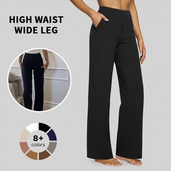 🌞Summer Hot Sale🔥Women's High-Waisted Loose Business Casual Yoga Pants with Pockets