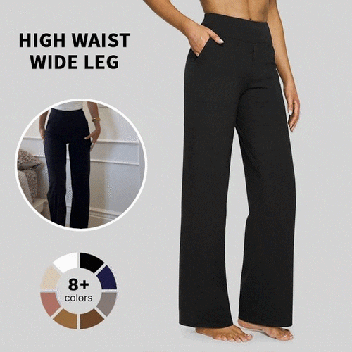 🌞Summer Hot Sale🔥Women's High-Waisted Loose Business Casual Yoga Pants with Pockets