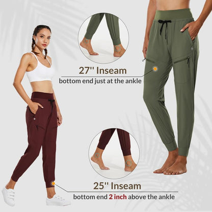 ⏰8-PACK ONLY $24.99-Women's UPF50+ Quick-Dry Joggers: High Waist Hiking Pants w/5 Zips