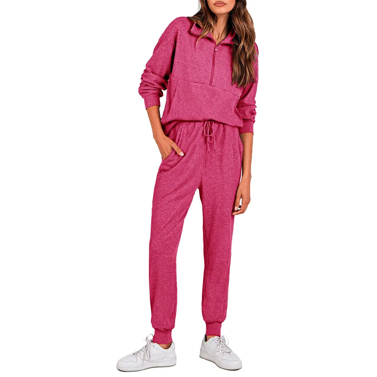 Women's 2-Piece Half-Zip Sweatshirt & Jogger Set – Soft, Relaxed Fit