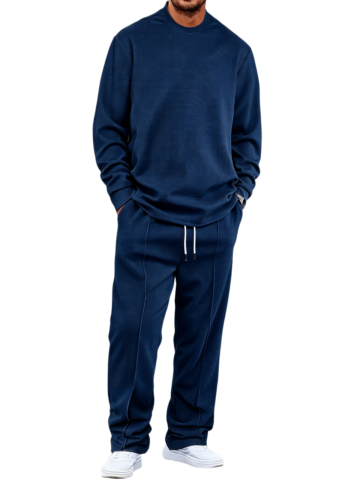 🔥Men'S Solid Color Waffle Casual 2pcs Set