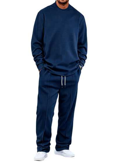 🔥Men'S Solid Color Waffle Casual 2pcs Set