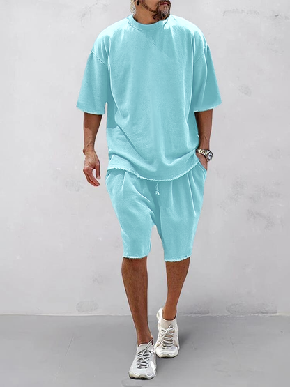 Men's Casual Loose Fit Solid Sports Sets