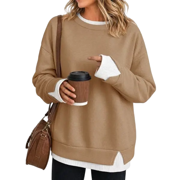 Women's Fake Two Piece Layered Sweatshirt