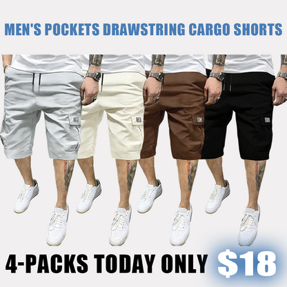 Men's Pockets Drawstring Cargo Shorts