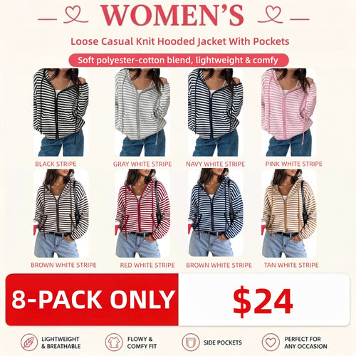 🔥Womens Striped Zip Up Hoodie Long Sleeve Cardigan Sweatshirts Oversized Crop Sweaters Jackets Y2K Fall Outfits🔥