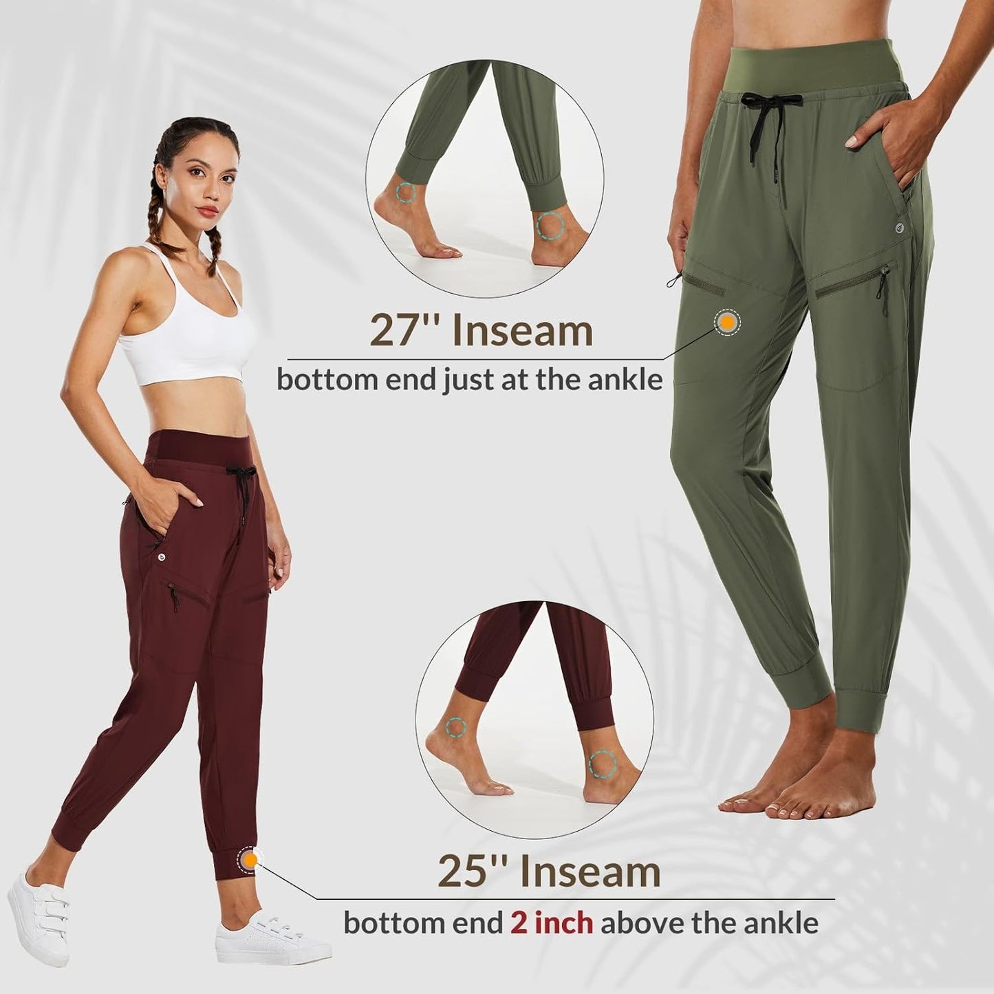 ⏰8-PACK ONLY $24.99-Women's UPF50+ Quick-Dry Joggers: High Waist Hiking Pants w/5 Zips