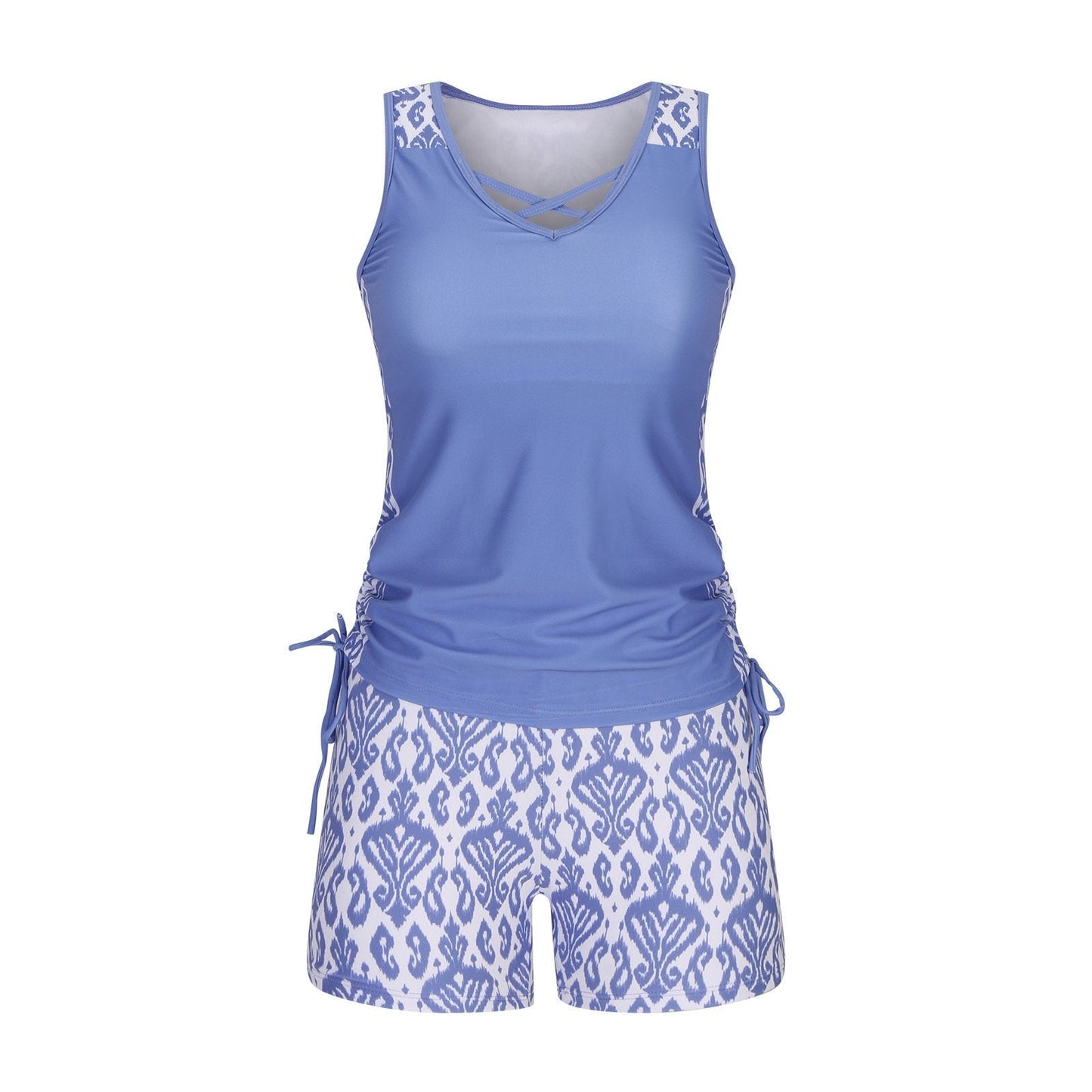 ⏰LAST DAY 90% OFF - Women's 2-Piece Tummy Control Tankini Set with Built-In Bra – Flattering Boho Swimwear with Shorts