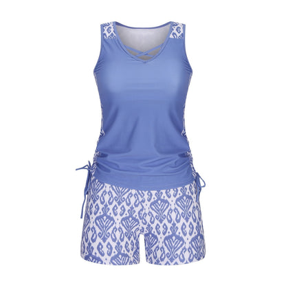 ⏰LAST DAY 90% OFF - Women's 2-Piece Tummy Control Tankini Set with Built-In Bra – Flattering Boho Swimwear with Shorts
