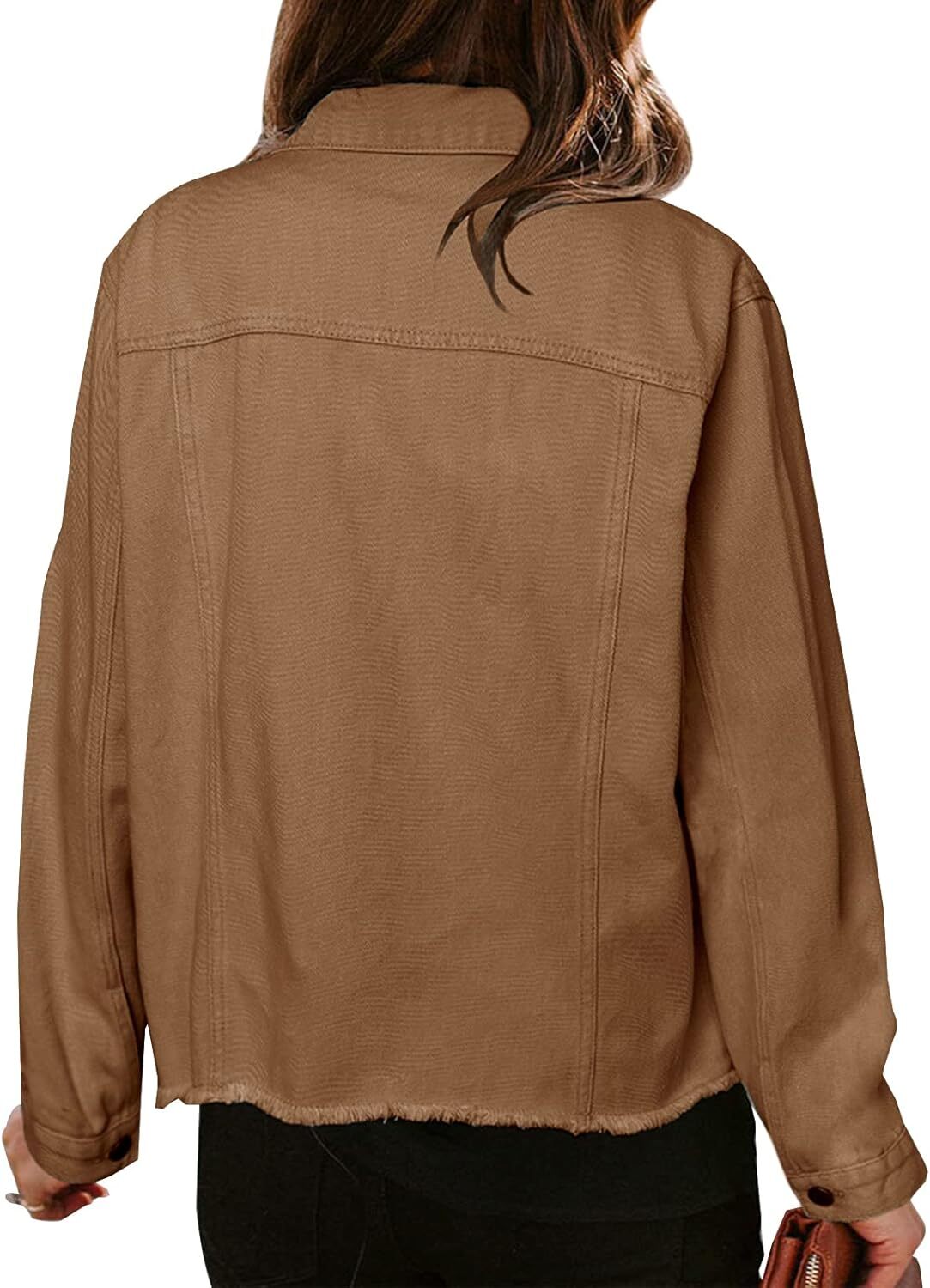 🔥Last day promotion⏰—Womens Washed Crop Denim Jacket With Pockets