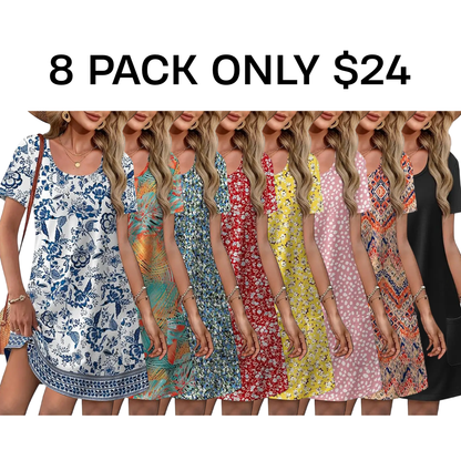 2026 Women‘s V Neck Wedding Summer Dress with pockets