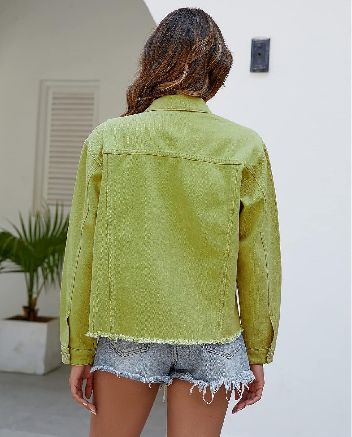 🔥Last day promotion⏰—Womens Washed Crop Denim Jacket With Pockets