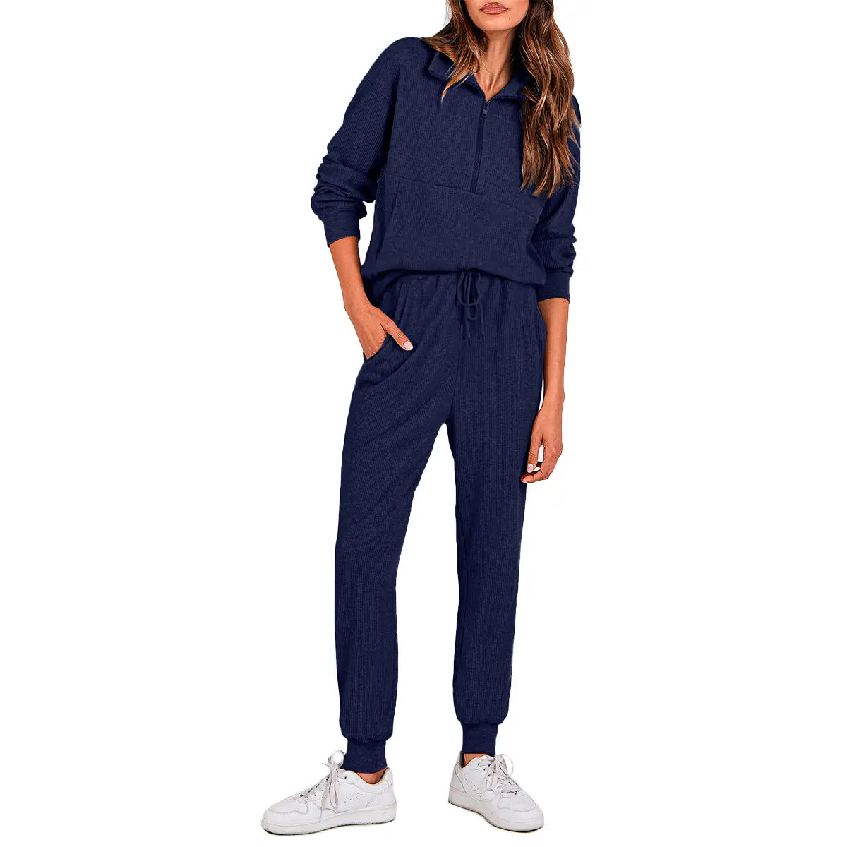 Women's 2-Piece Half-Zip Sweatshirt & Jogger Set – Soft, Relaxed Fit