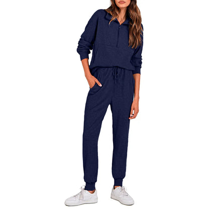 Women's 2-Piece Half-Zip Sweatshirt & Jogger Set – Soft, Relaxed Fit