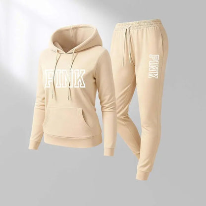 Women's Printed Hooded Sweatshirt And Drawstring Sweatpants Set
