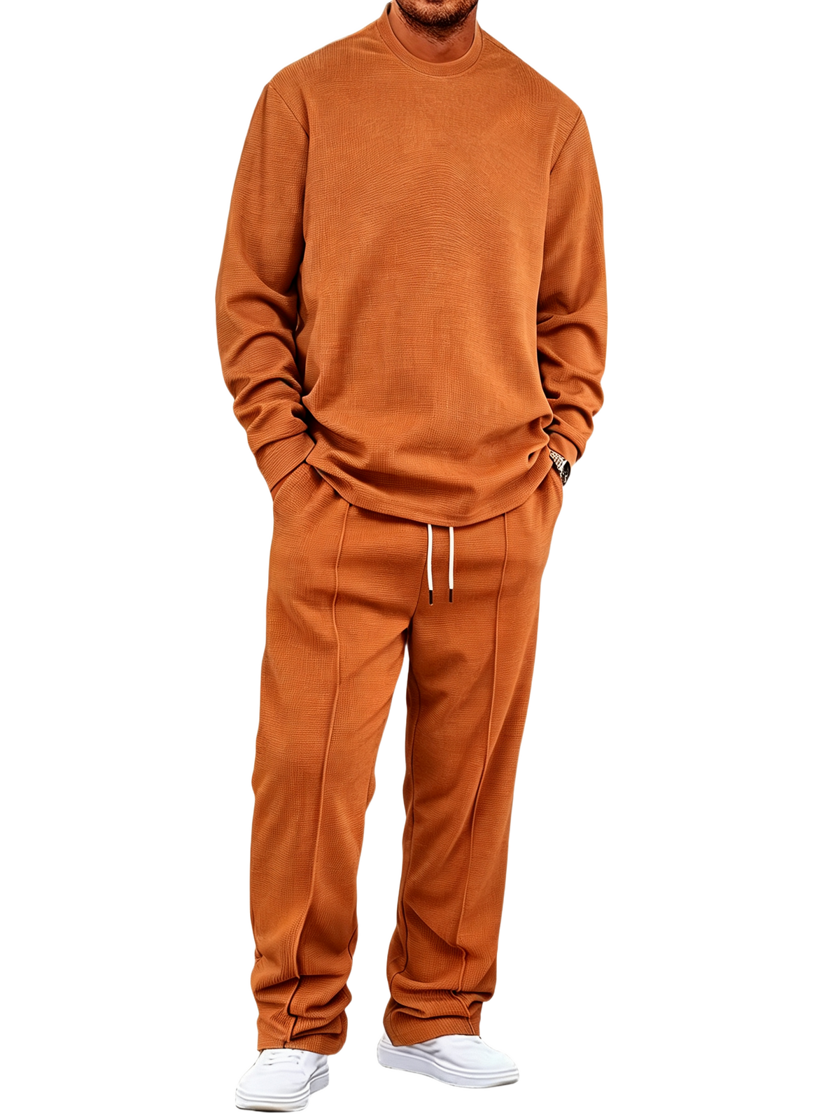 🔥Men'S Solid Color Waffle Casual 2pcs Set