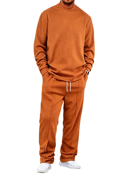 🔥Men'S Solid Color Waffle Casual 2pcs Set