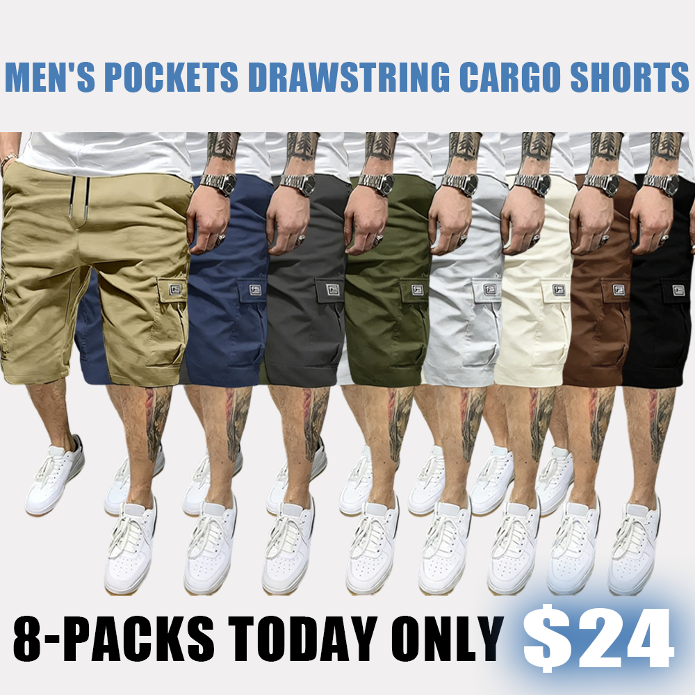 Men's Pockets Drawstring Cargo Shorts