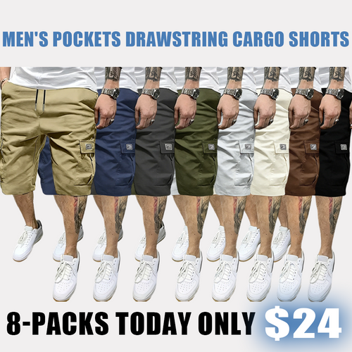 Men's Pockets Drawstring Cargo Shorts