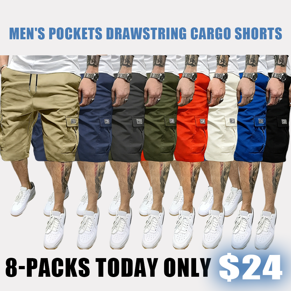 Men's Pockets Drawstring Cargo Shorts