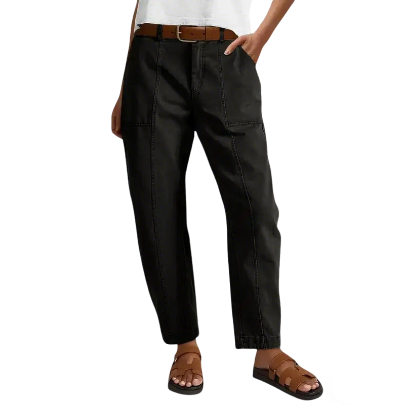 💝Last Day Promotion⚡- Solid Mid-Rise Baby Barrel Pants, High Stretch, Deep Pockets-6