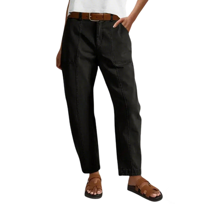 💝Last Day Promotion⚡- Solid Mid-Rise Baby Barrel Pants, High Stretch, Deep Pockets-6