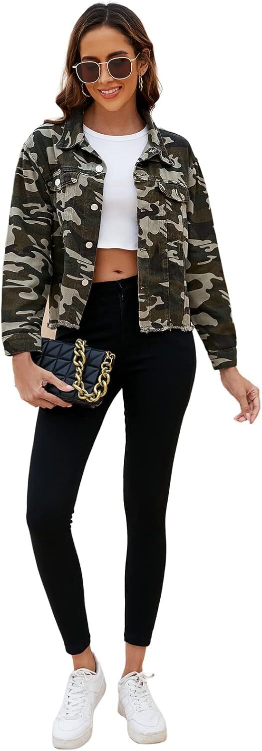 🔥Last day promotion⏰—Womens Washed Crop Denim Jacket With Pockets