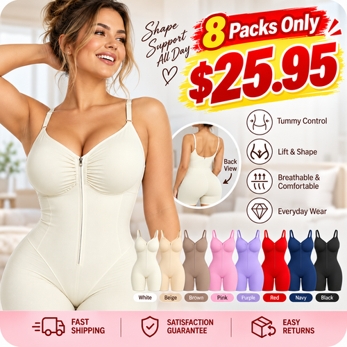 Shapewear for Women Tummy Control Bodysuits Zip-Up Comfort Ultra Stretch Fabric Customizable Fit Breathable Mesh Design Comfortable Fit
