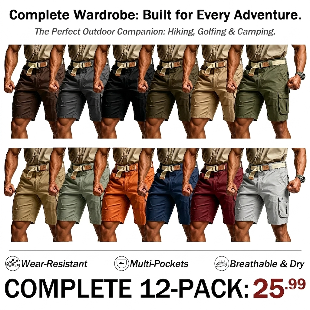 Men's Tactical Cargo Shorts with Multifunctional Pockets